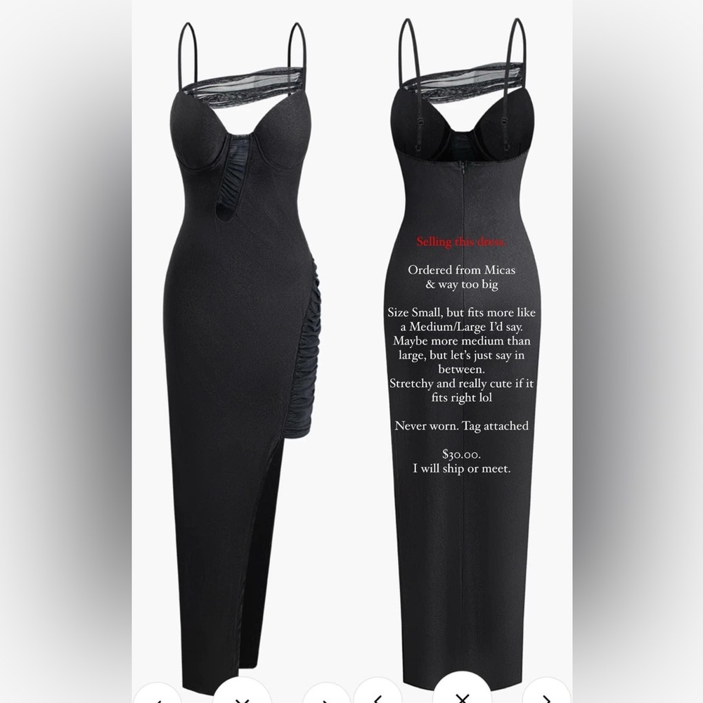 Black mesh dress from Micas, size small. Never worn.